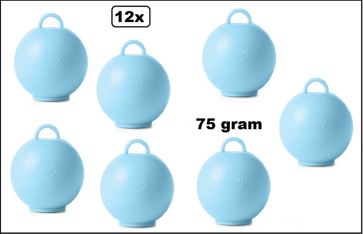 12 stuks Ballon gewicht Kettlebell lichtblauw - 75 gram - Tafeldecoratie thema feest ballon party festival
