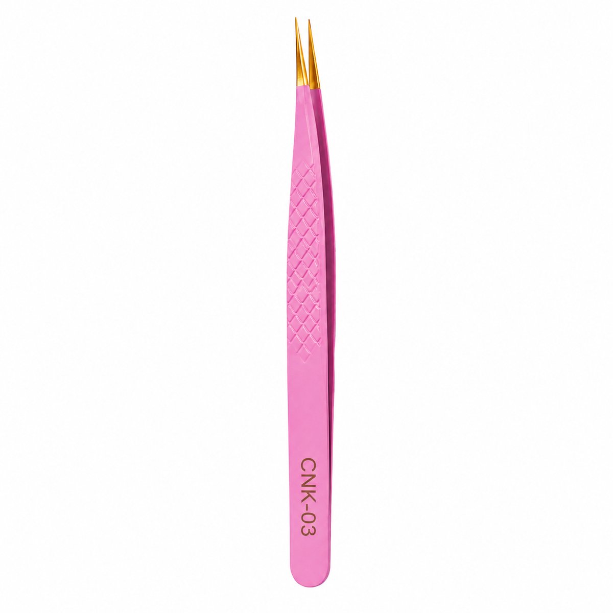Professionele Wimper Pincet CNK-03 – Rechte Isolatie Pincet met Ultrafijne Punten – Roze/Goud