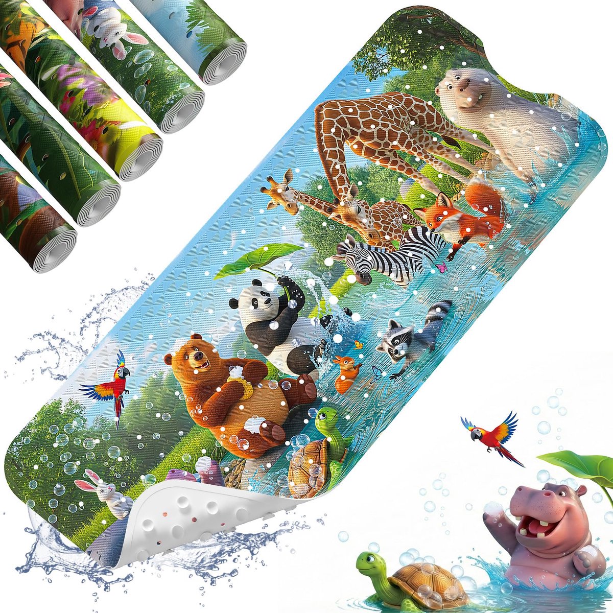 Babybadmat antislip 40 x 16 inch - extra lange badmat met zuignappen - machinewasbaar - ShopVlot