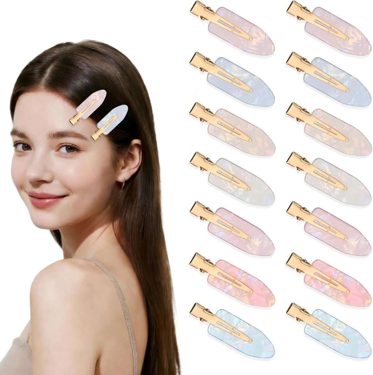 14 Stuks Kreukvrije Haarspelden voor Dames en Meisjes, Ideaal voor Haarstyling en Make-up Gebruik