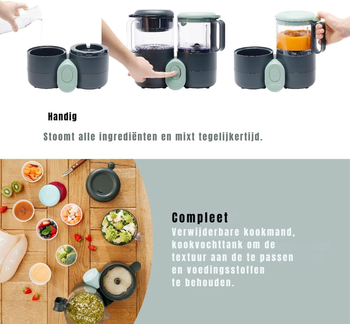 QUOVO® Stoomkoker baby - Baby Stomer en Blender - 4-in-1 Multifunctionele Baby Cooker - Baby Cooker - Multifunctionele Robot Cooker - Babyvoeding Maker