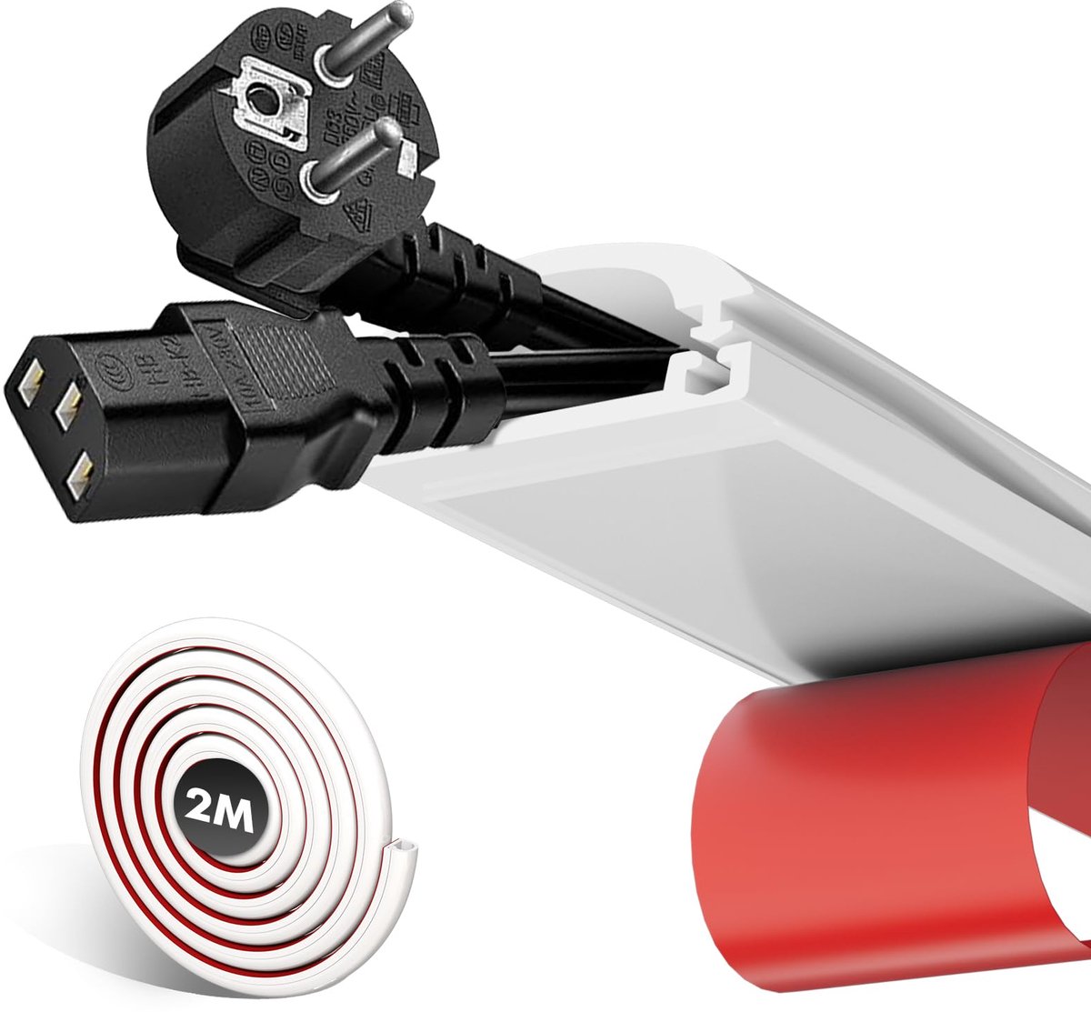Kabelgoot 2 m - Siliconen, Wit - Zelfklevend, Flexibel - Ideaal voor Kabelmanagement - ShopVlot