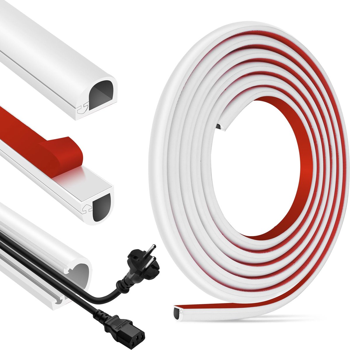 Kabelgoot voor aan de muur 14 mm x 10 mm - zelfklevend - flexibel - kabels netjes wegwerken - ShopVlot
