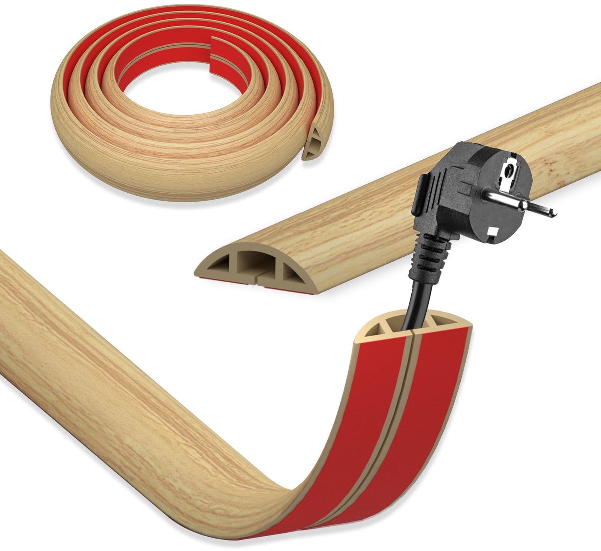Flexibele Kabelgoot Houtlook Zelfklevend - 3 cm x 1 m - Voor Binnen en Buiten
