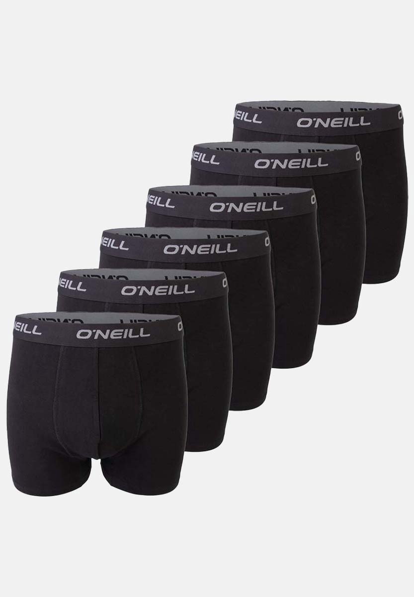 O'Neill Heren Boxershorts Plain 6 Pack Zwart XXL Ondergoed met Elastische Softband