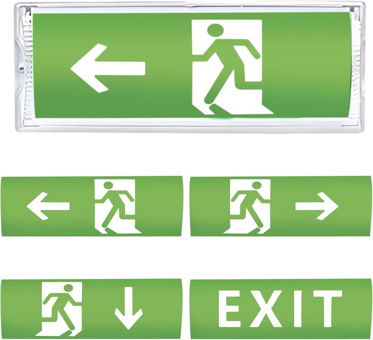 LED Noodverlichting - Groen - Wandmontage - Waterdicht IP65 Noodverlichting met 4 Pictogrammen - Voor Openbare Instellingen