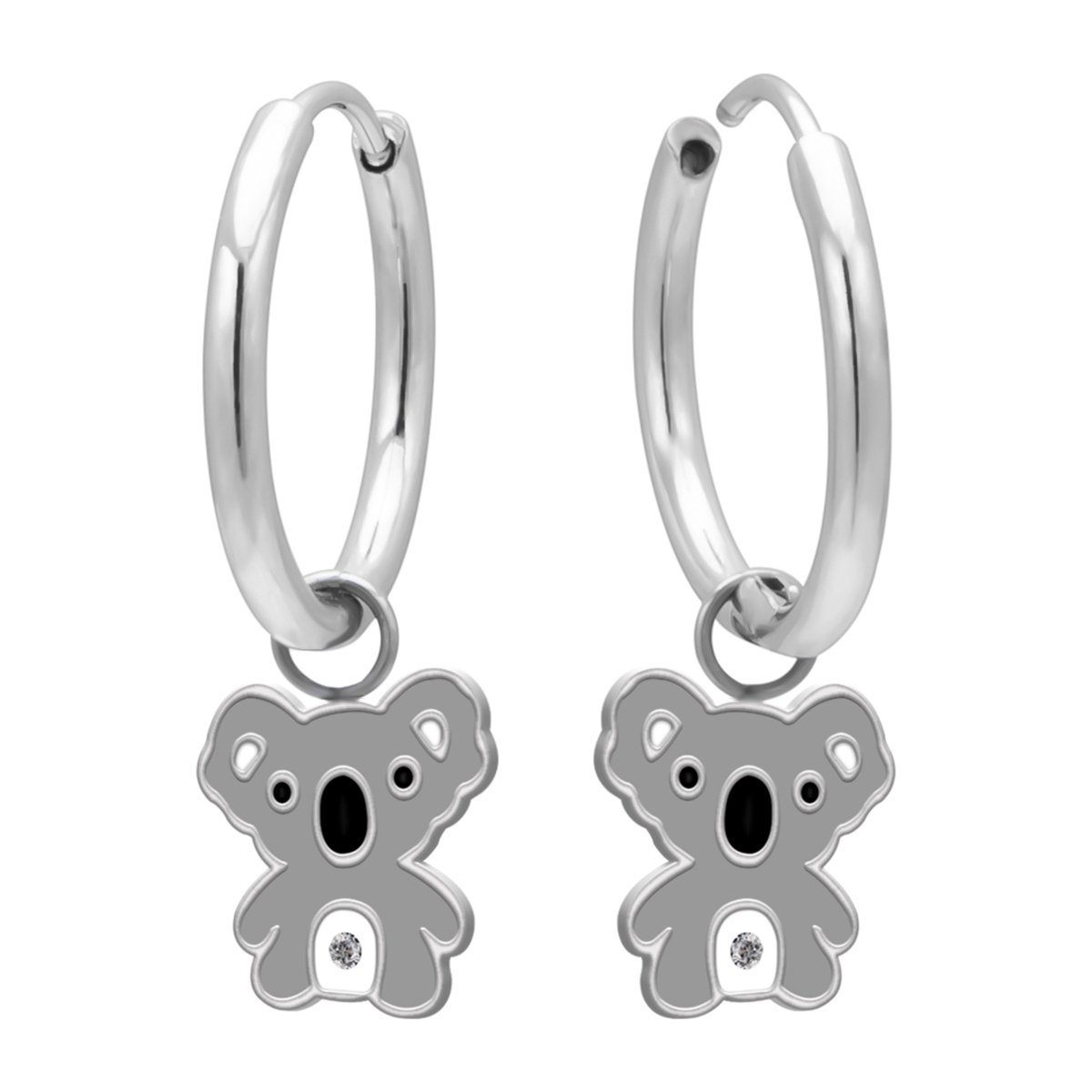 Kinderoorbellen Meisjes – Oorhangers Koala – 316L Chirurgisch Staal – Geschikt voor Gevoelige Oren – Koala Oorbellen met Kristal – Oorringen 12 mm