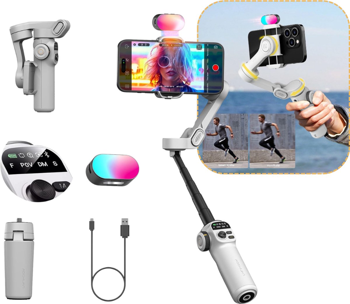 Zavio® Gimbal Smartphone - Selfiestick - Tripod