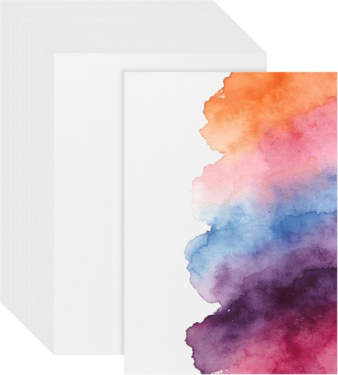 100 Vellen A4 Aquarel Papier 300gsm - Wit Aquarelpapier voor Tekenen, Schilderen en Creatieve Projecten, 29,7 x 21 cm