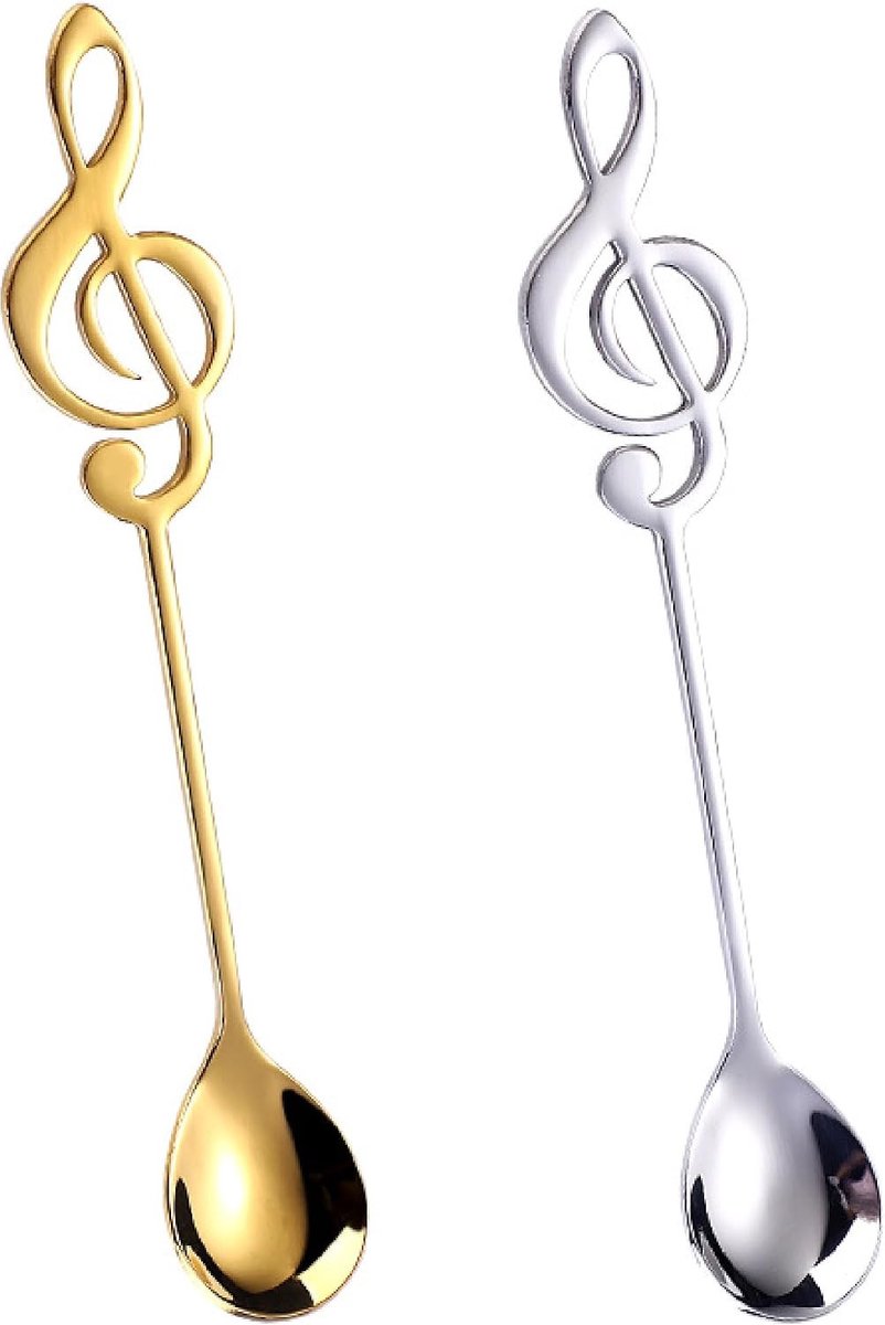 Set van 2 RVS Theelepels en Koffielepels voor Desserts - Ideaal voor Thuisgebruik en Feestjes (Goud en Zilver)