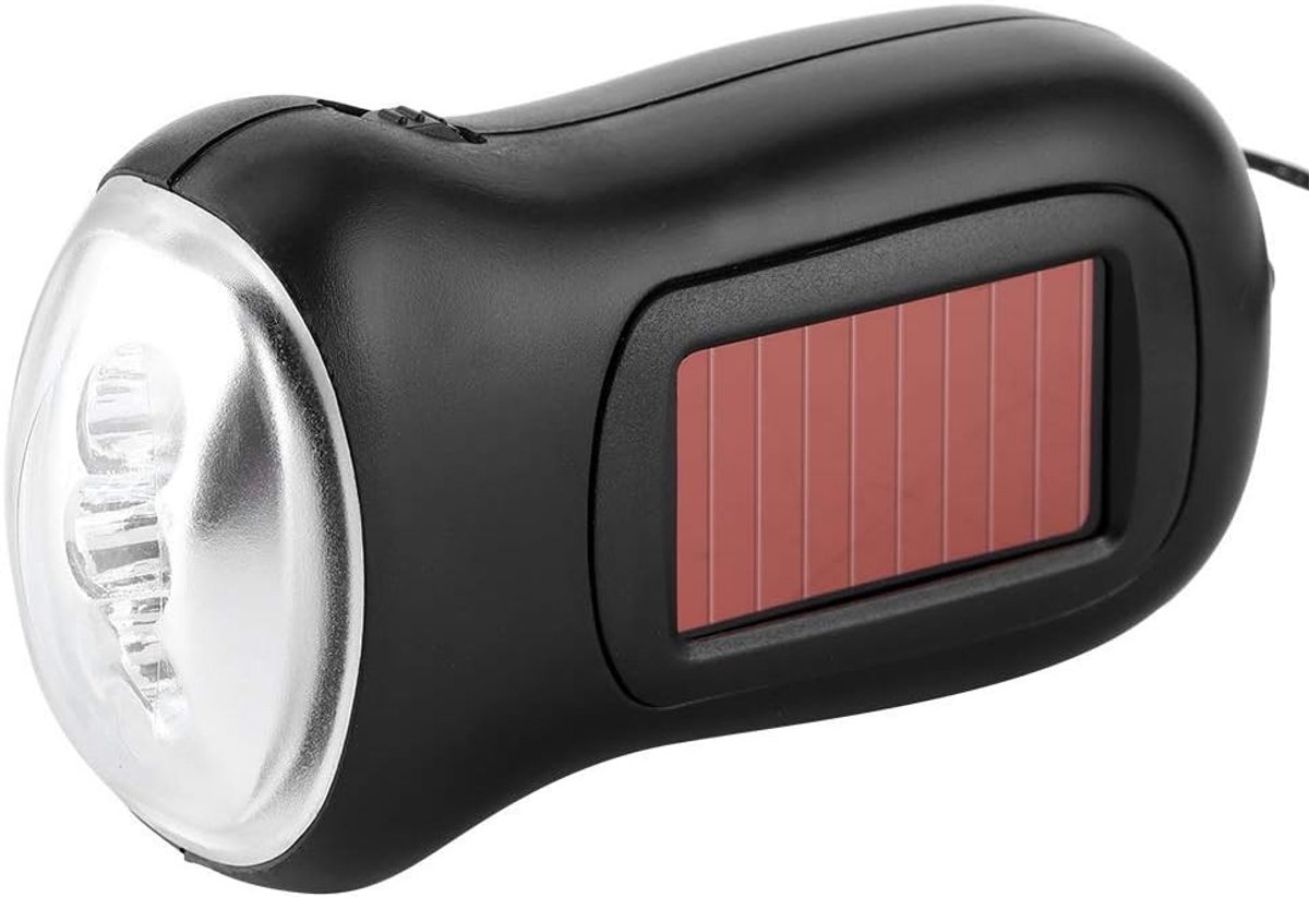 Oplaadbare Zonnezaklamp met Handcrank, LED Dynamo Zaklamp voor Noodsituaties en Kamperen, Compact en Lichtgewicht (3.5x2inch)
