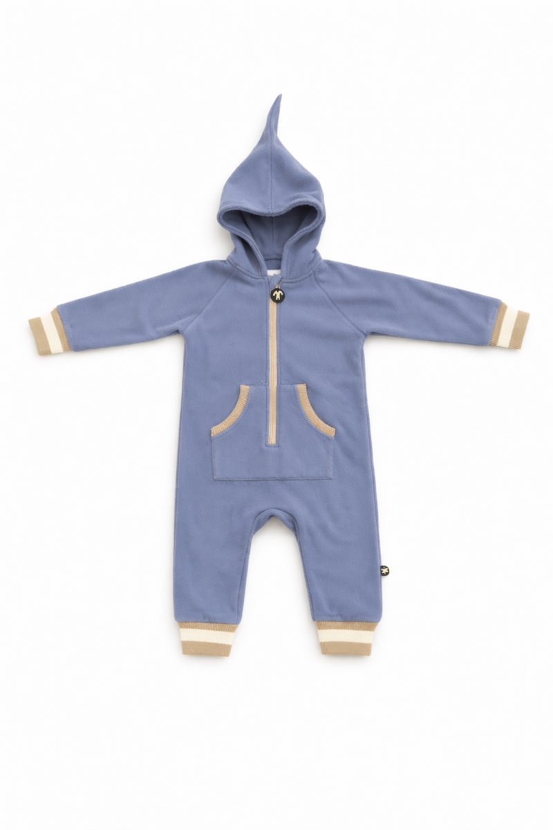 Ducksday - Fleecepak - Onesie voor kinderen - unisex - Twin / Blue - maat 74/80 - PFAS vrij