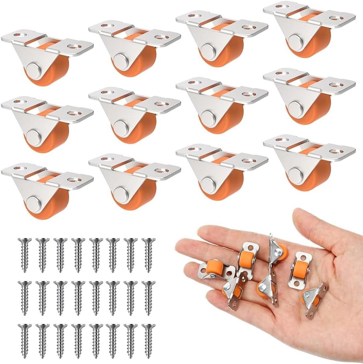 Set van 12 Geluidsloze Meubelwielen van 12mm voor Koffietafels, Dressoirs en Kasten - Ideaal voor DIY Projecten en Meubelverplaatsing