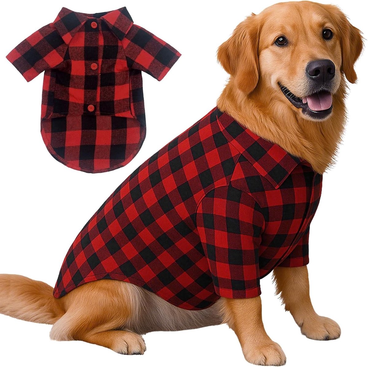Schattig Rood Honden Shirt voor Kerst - Zacht Casual Kostuum voor Kleine, Middelgrote en Grote Honden