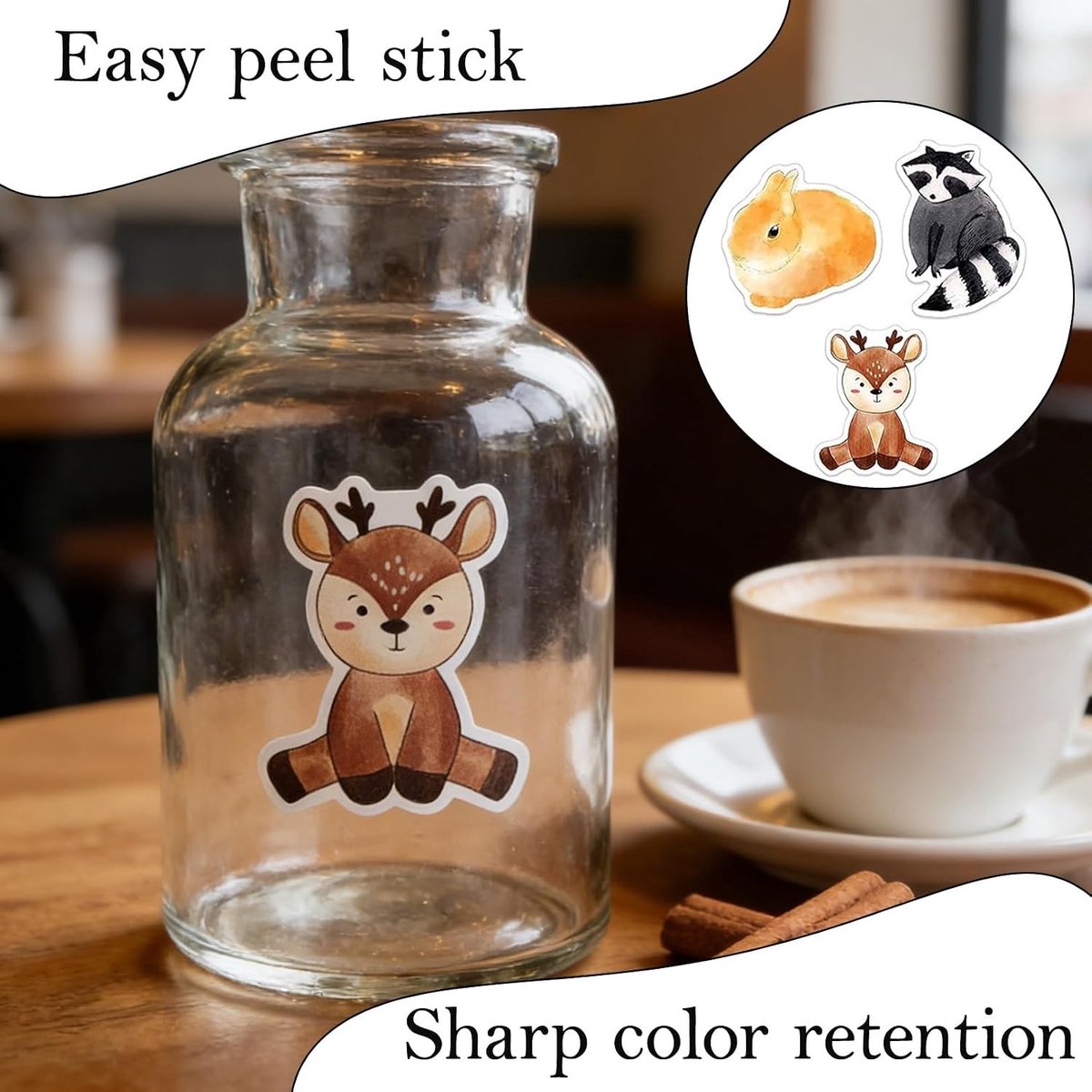 500 stuks zelfklevende ronde beloningsstickers met cartoon dierenpatroon voor kinderen, waterdichte vinyl stickers voor laptop, auto, motorfiets en skateboard