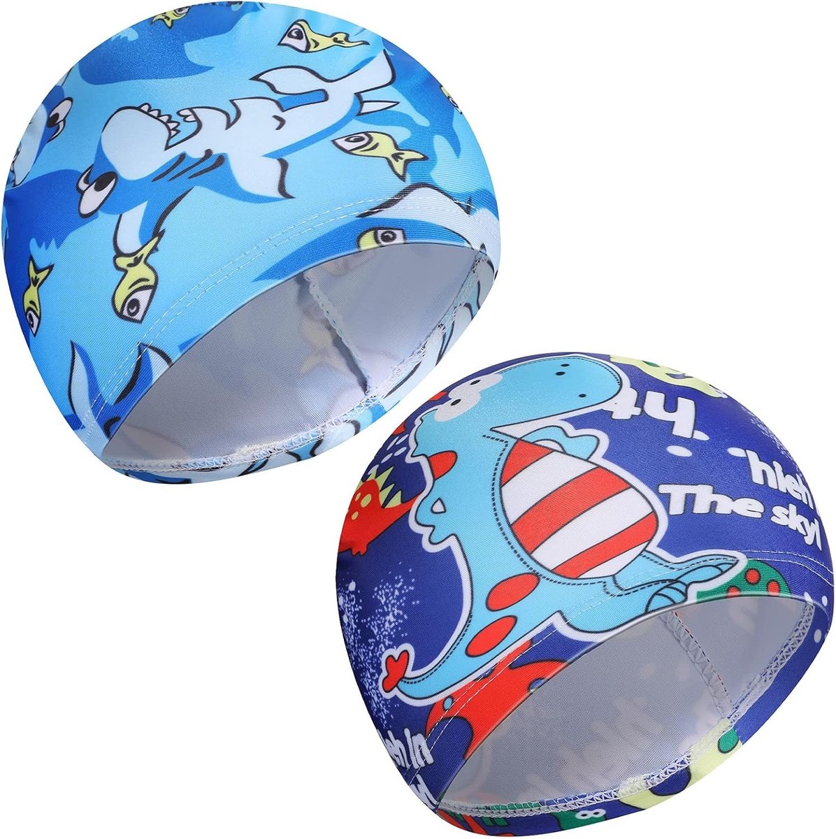 Schattige cartoon zwemcaps voor kinderen, elastisch polyester, waterdicht, geschikt voor jongens en meisjes van 1-8 jaar, ideaal voor zwemles en plezier in het zwembad