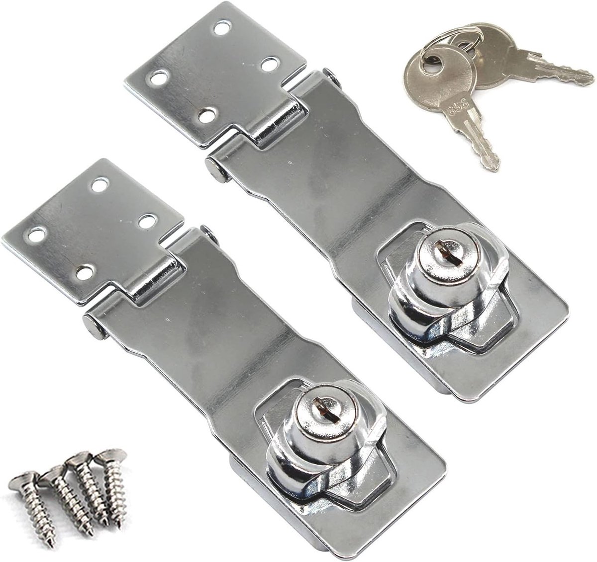 Verstelbare Zink Legering Hasp met Sleutel voor Poorten en Kasten - Set van 2, 4 Inch Veiligheidsslot