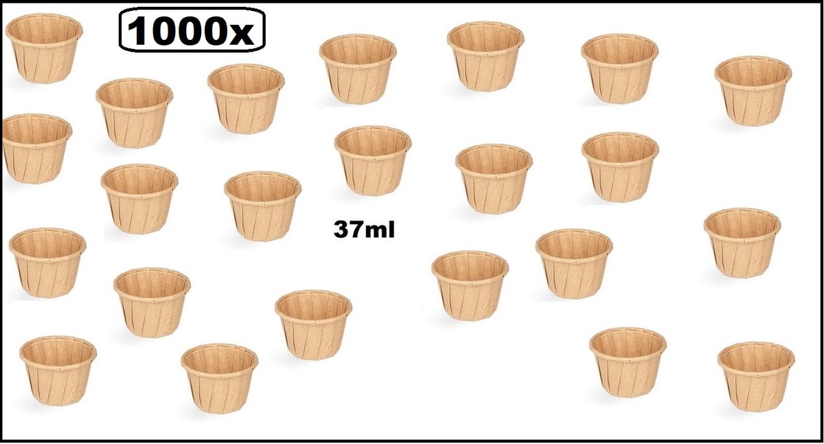 1000 stuks sausbakje souffle 37cc kraft - hoogte 30mm - Papier composteerbaar saus mayonaise ketchup mosterd bakje eten food