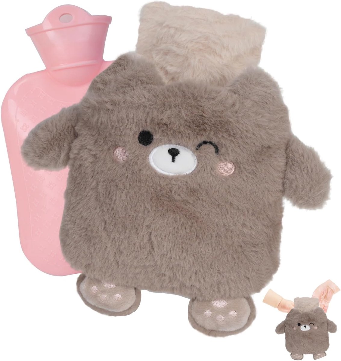 Warmwaterkruik voor Kinderen met Berenprint, 400 ml, Verwijderbare en Wasbare Cover, Ideaal voor Koude Dagen, Perfect Cadeau voor Familie en Vrienden