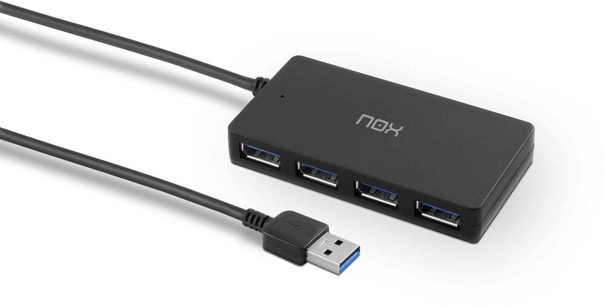 NOX USB HUB One -NXLITEHUBONE - USB 3.0, 4 USB-poorten, Windows XP/Vista/7/8/10, Mac OS 10.x, Linux, zwart - ShopVlot