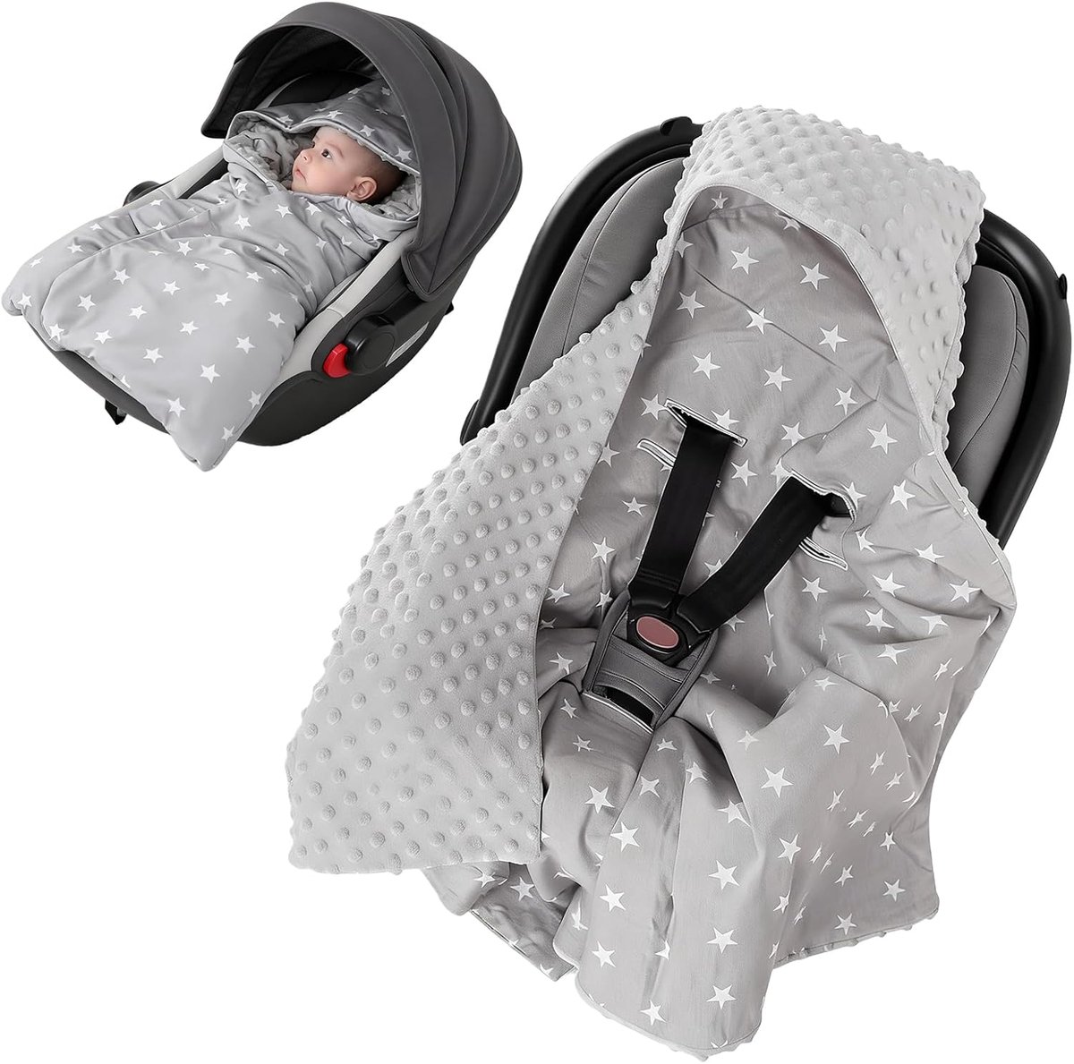 Babydeken, 90 x 90 cm, wikkeldeken voor autostoel, universele deken voor kinderwagen, zachte deken voor pasgeborenen - ShopVlot