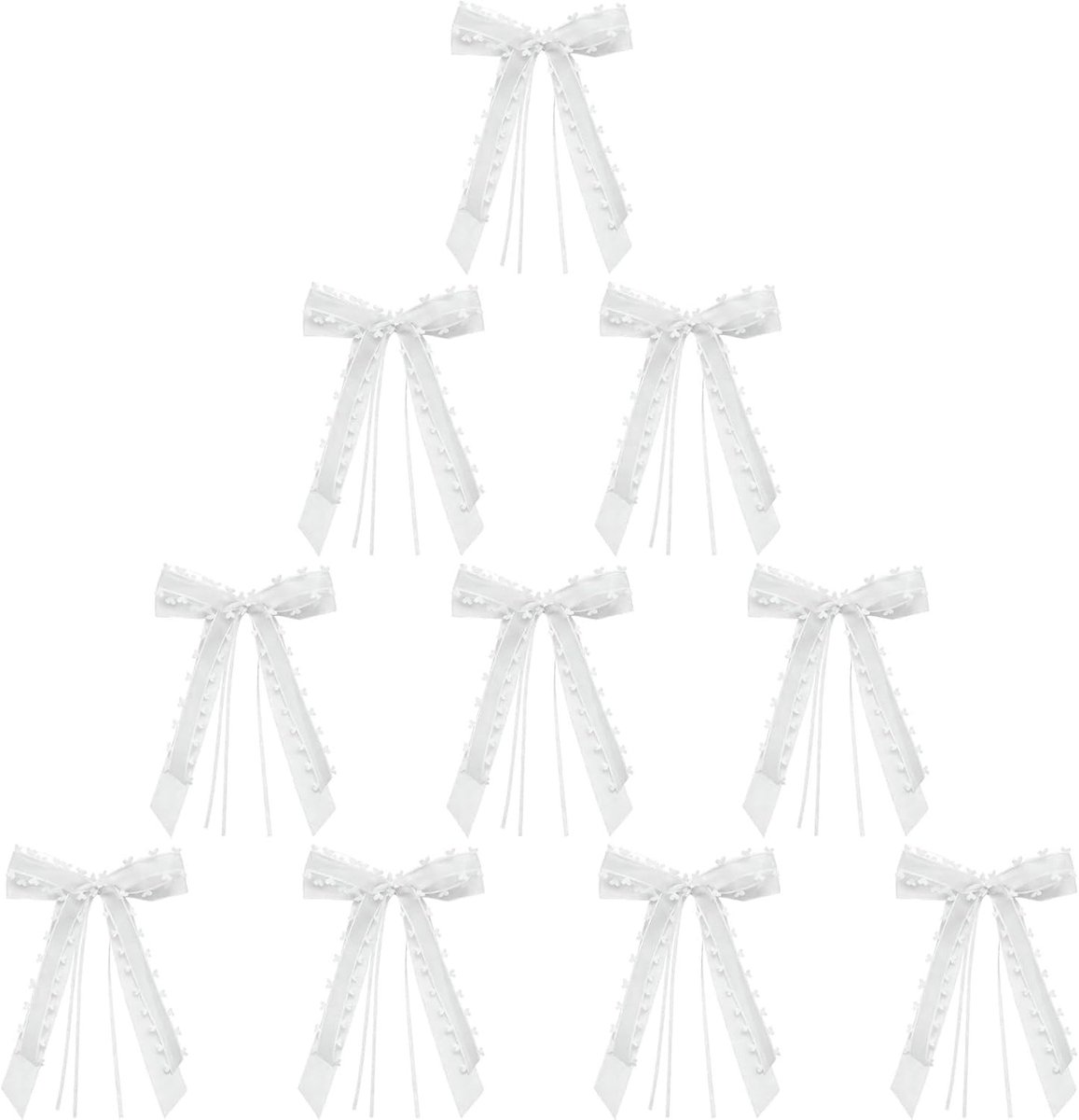 Roze en witte rozetten voor bruiloftsauto's, elegante autodecoratie met hart- en kantdesign, perfect voor ceremonies en feesten, 10 stuks, 13 x 22 cm