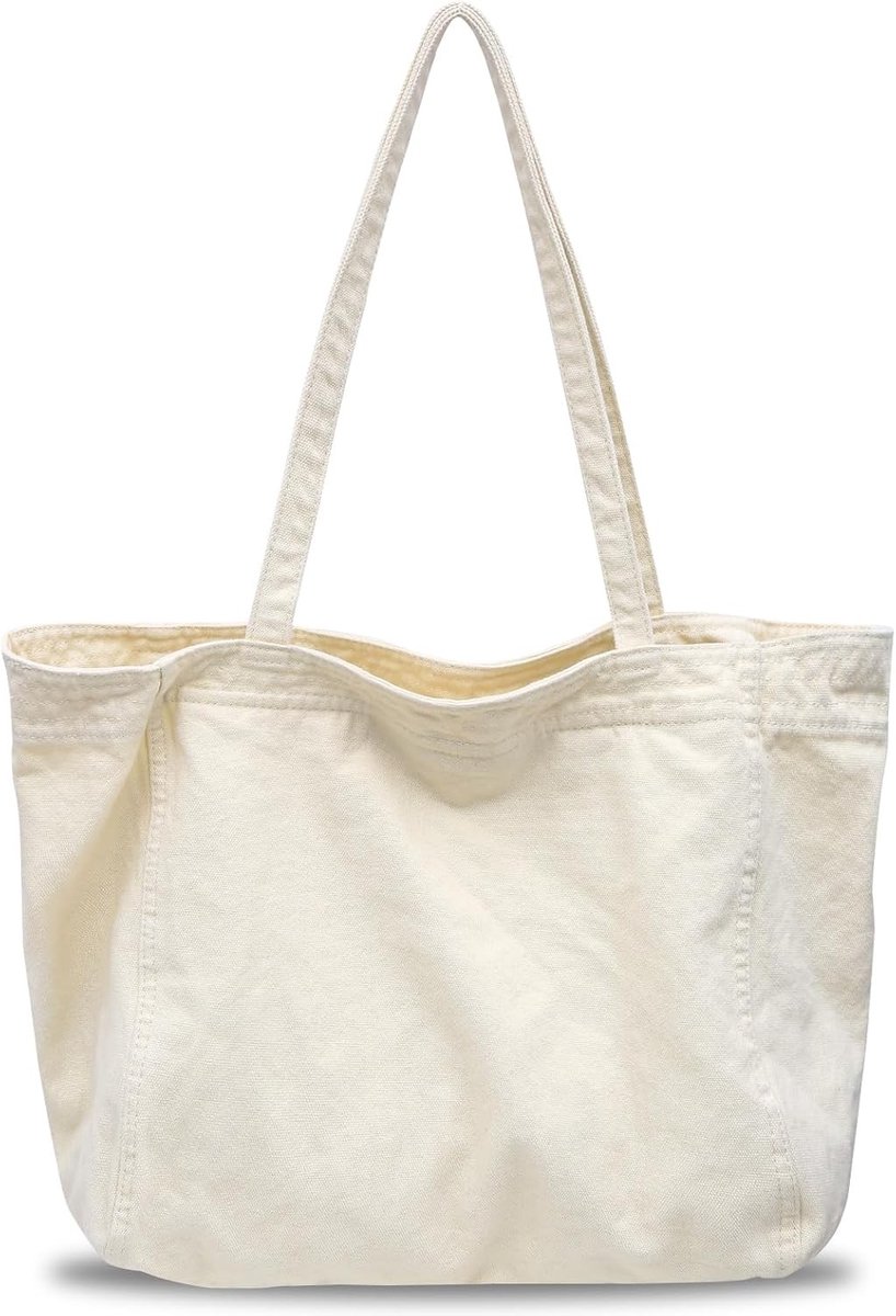 Grote Dames Shopper Tas van Denim en Canvas met Rits, Ideaal voor School, Werk en Dagelijks Gebruik