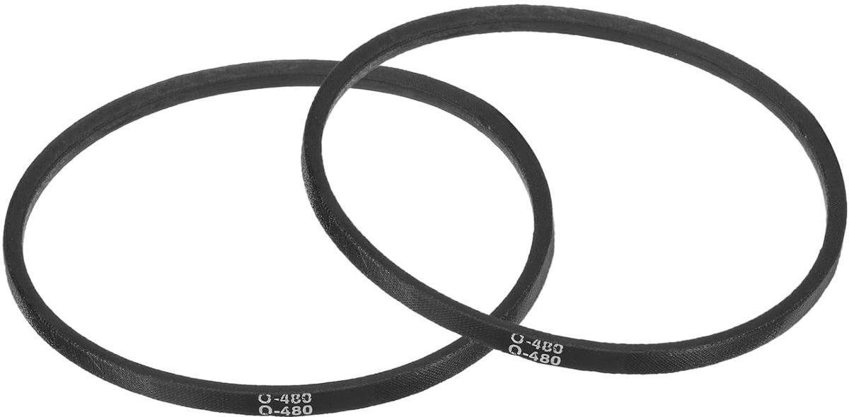2 Stuks O-480 O-Type V-Snaar 480mm Binnenlengte x 10mm Breedte x 6mm Hoogte, Gesloten Rubber Aandrijfsnaar voor Machines en Apparatuur