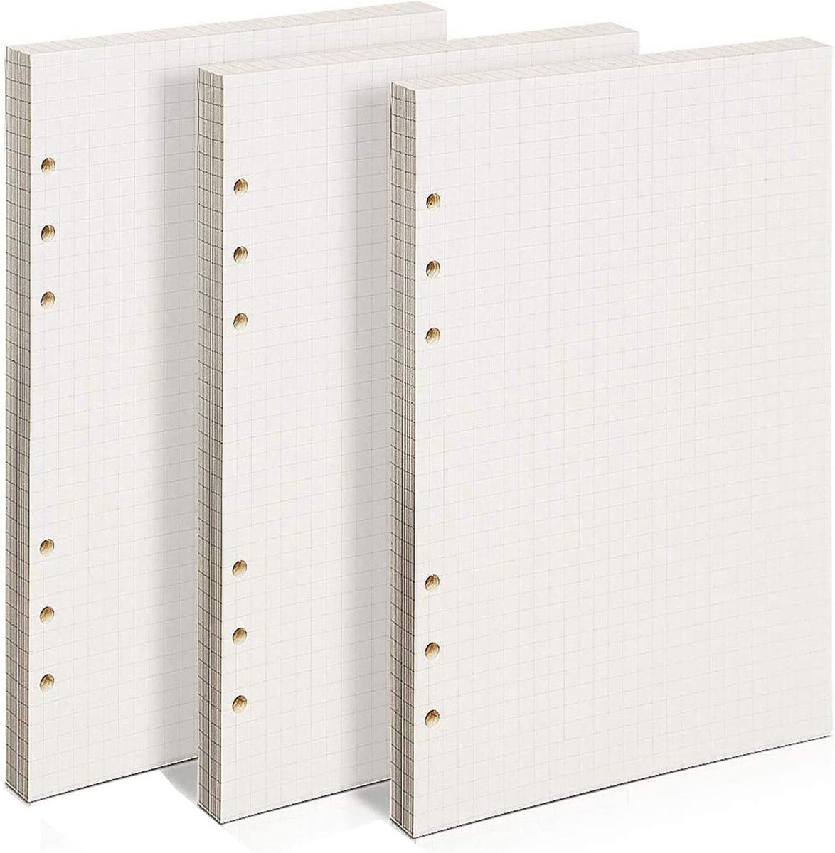 3 Packs A5 Geruit Navullingspapier, 135 Vellen, 6 Gaten, Crème Gelinieerd Notitiepapier voor Filofax A5 Notebook, Ringband en Schetsen