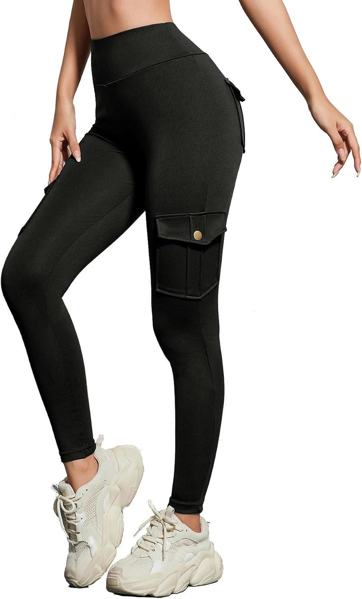 Sportleggings voor Vrouwen met Pocket, Lange Opaque Sportbroeken, Push Up Yoga Tights voor Fitness, Hardlopen en Gymgebruik