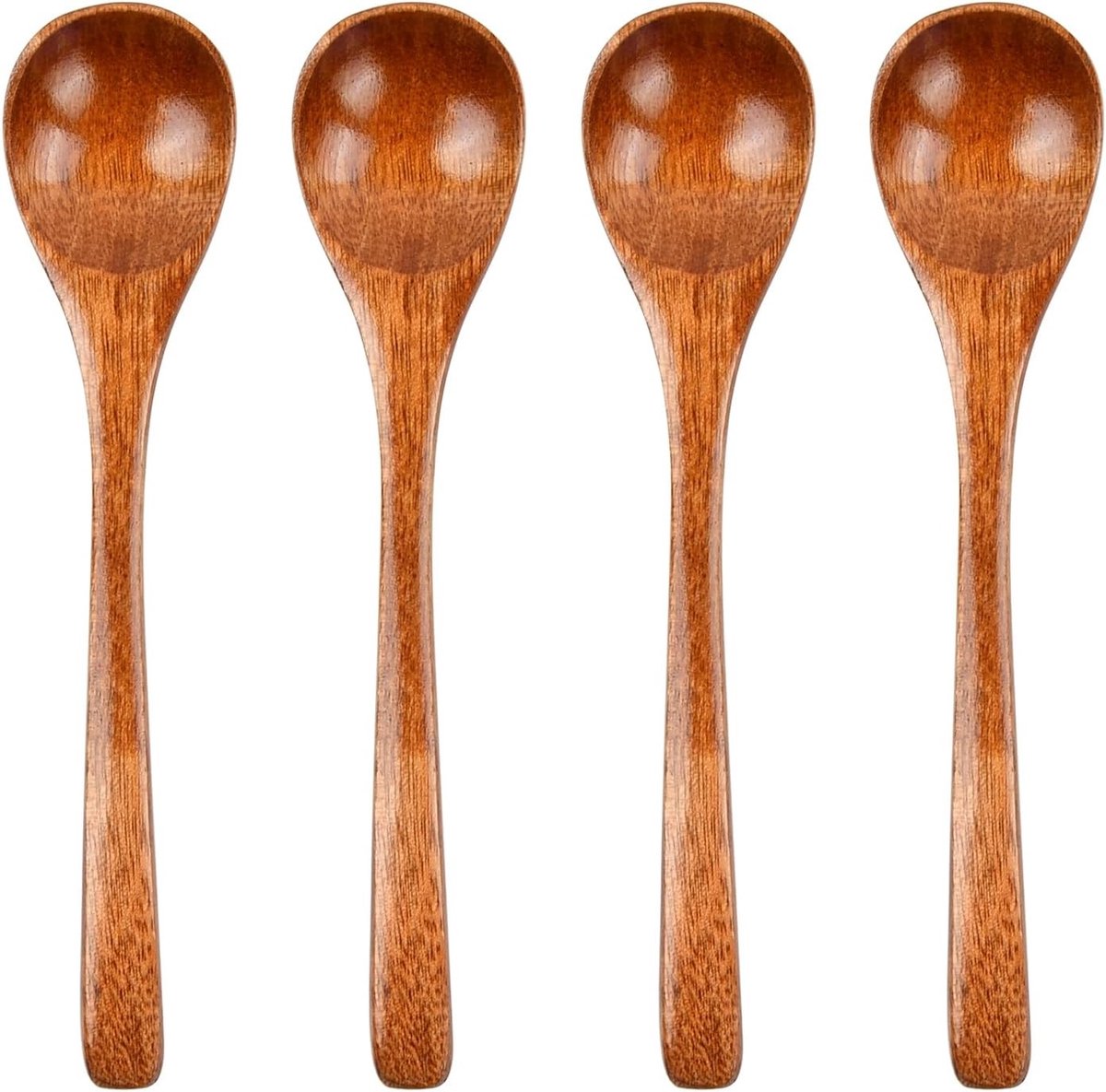 Set van 4 Houten Lepels voor Koffie, Honing en Soep - Ideaal voor Koken, Thee en Bakken