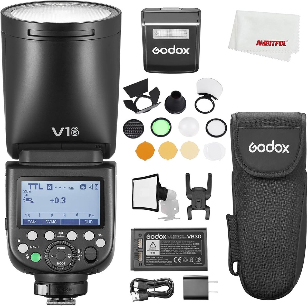 Professionele Li-ion Camera Flitser met HSS en Accessoire Kit voor Sony Camera's - 76Ws, TTL en V1 Pro Technologie