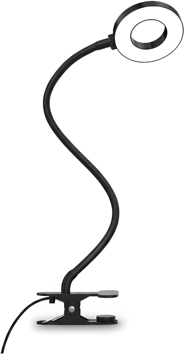 QORA® Bureaulamp LED - Burolamp - Bureaulamp Met Klem - Bureaulamp Kind - Bureaulamp LED Dimbaar - Zwart - 10cm x 4cm x 40cm
