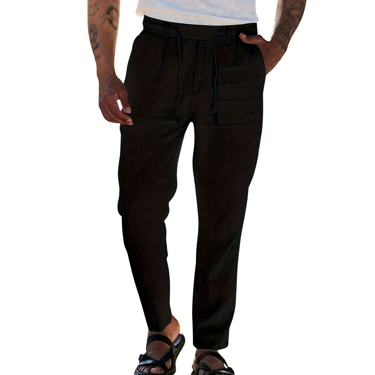Currero Linnen Broek Heren - Zomerbroek - Volwassenen - Lange Broek - Pantalon - Strandbroek - Zomer - Ibiza Stijl - Zwart L