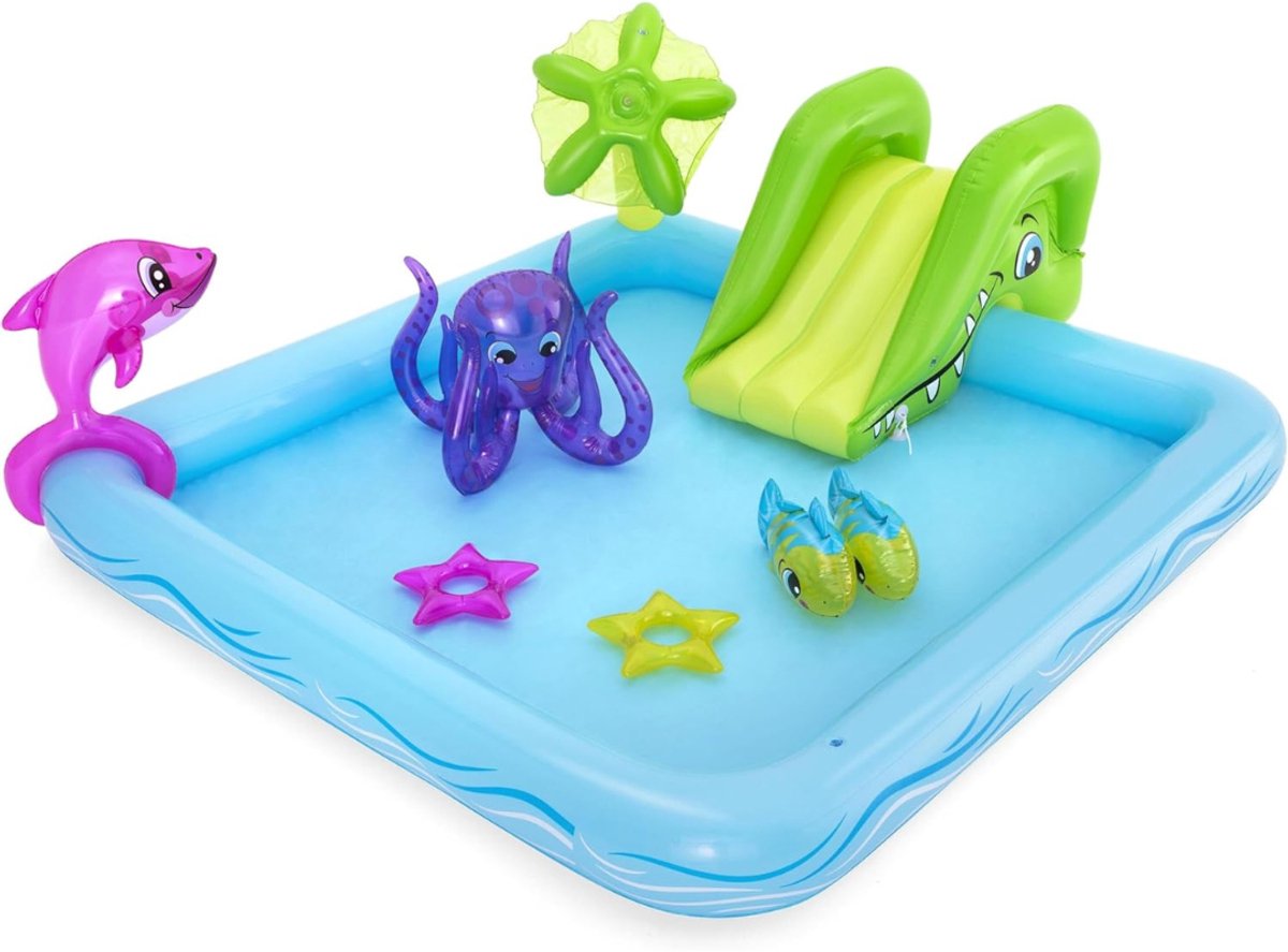 QORA® Kinderzwembad met Glijbaan - Glijbaan - Speelzwembad - Meerkleurig - 86cm x 206cm x 86cm