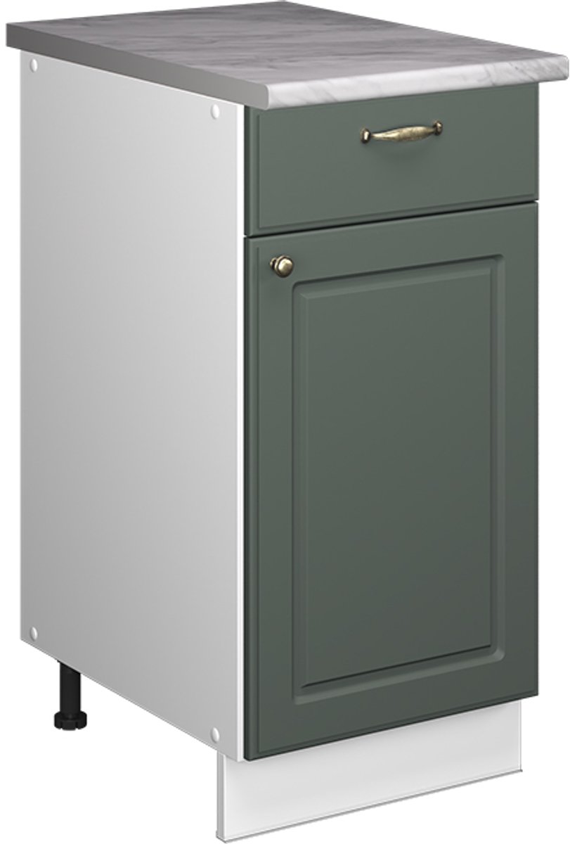 Vicco Onderkast voor spoelbak/kookplaat Fame-Line, Groen-Goud Landhuis/Wit, 40 cm, WB Marmer