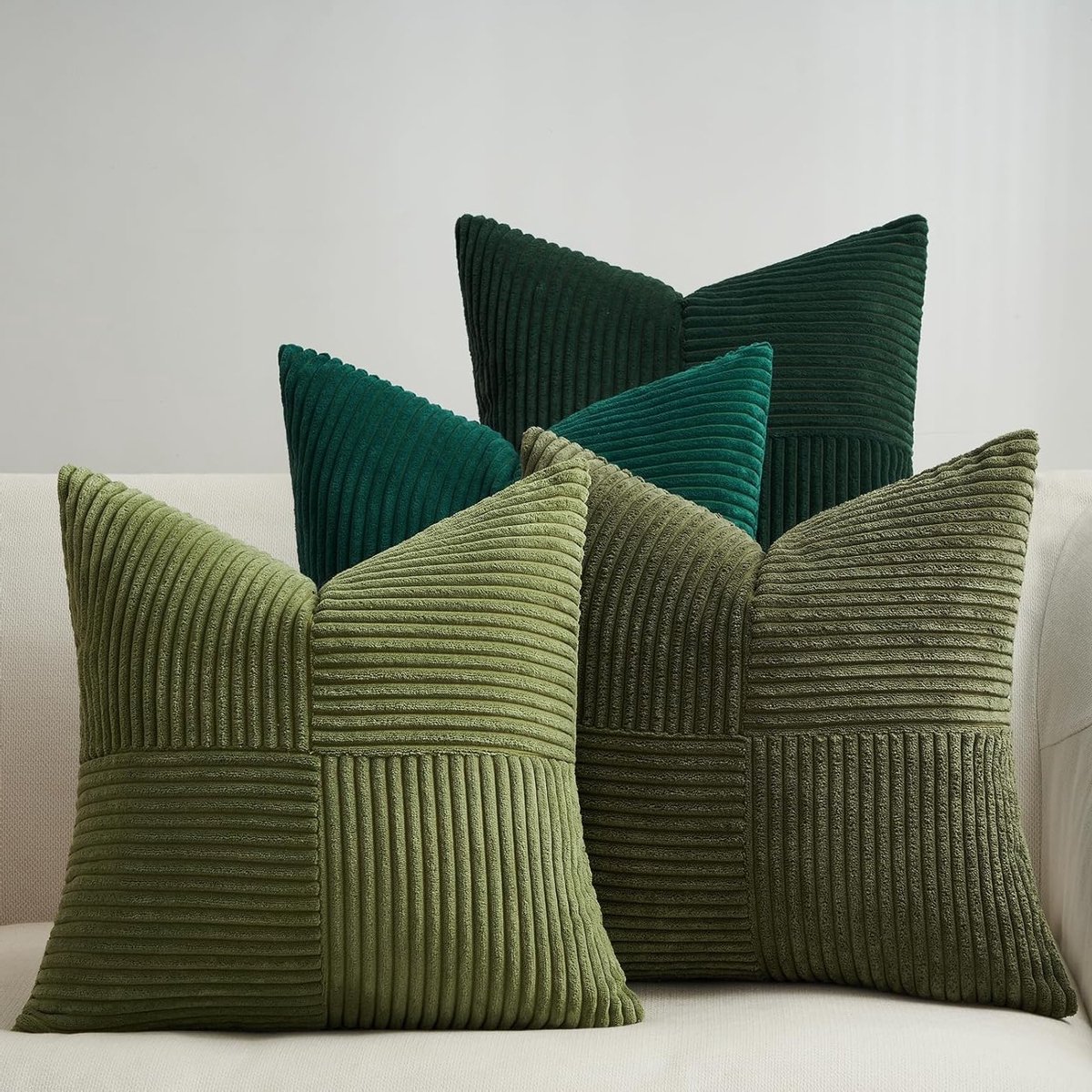 Olijfgroene Corduroy Kussenhoezen 40x40cm in Windmolenvorm - Set van 4 voor Sofa en Slaapkamer Decoratie