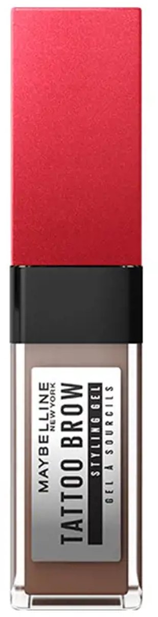 MAYBELLINE New York Augenbrauengel, Fur dichter aussehende und geformte Augenbrauen, Wischfest und wasserfest, Tattoo Brow 36H Styling Gel, Nr. 257 Mittelbraun, 6 ml