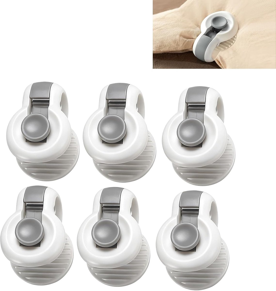 KZQ Plastic Dekbedovertrekclips - Antislip Dekbedovertrekclips en Hoeslakenhoekvergrendelingen - Geschikt voor Beddengoed - 6-delige set - Grenenkleur.