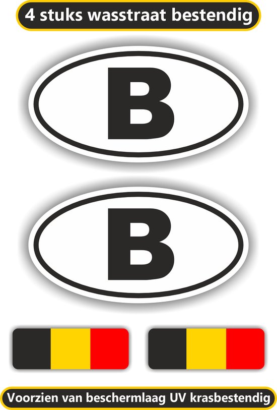 B, ensemble d'autocollants de voiture belge.