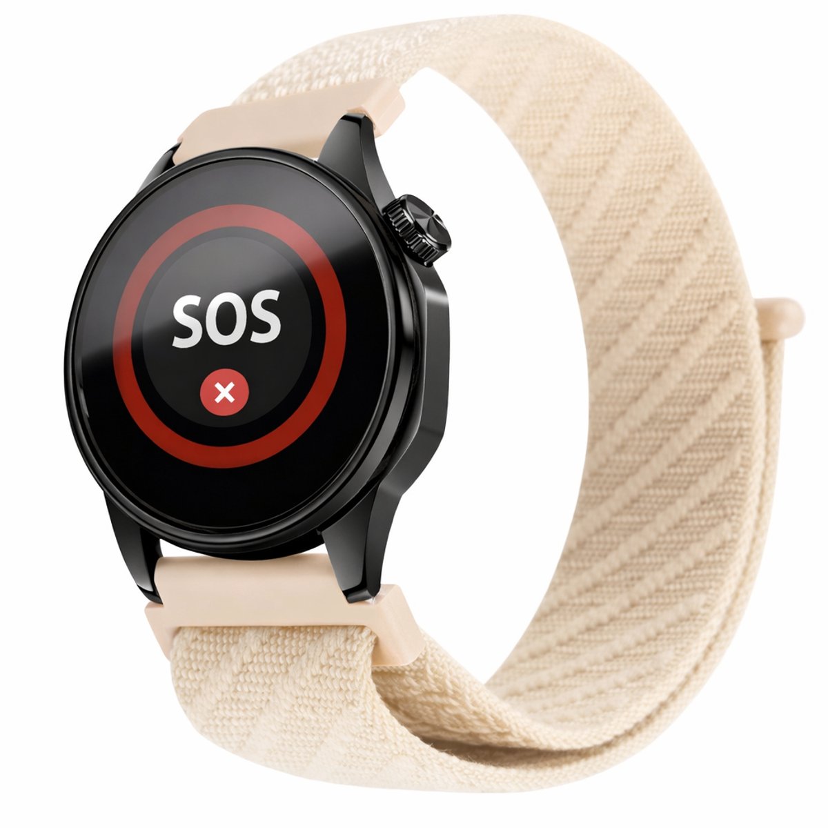 mijnSOS-Horlogeband-klittenband-Beige-22mm-Universeel-Klittenbandsluiting- Comfortabel- Lichtgewicht-Offwhite