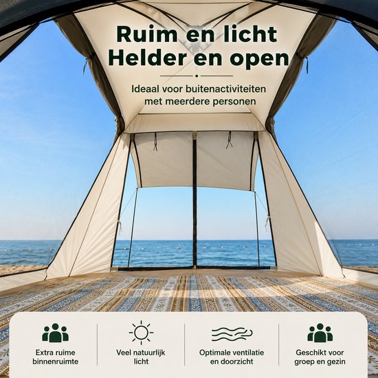 Lifero Camping Tent - Automatisch Pop-up Tent - Easy-up - Kampeertent 3 Persoons - Kampeer Tent - 230x230x160cm - Beige/Grijs van Lifero Camping Tent — afbeelding 4