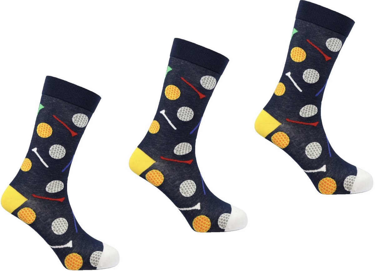 SEXY SOCKS Tee Time Bamboe Sokken Set 3 Paar – Grappige en Vrolijke Bamboo Socks – Unisex Dames & Heren One Size Fits All – Leuk Verjaardagscadeau, Kerstcadeau en Christmas Gift – Comfortabele Gebreide Sokken