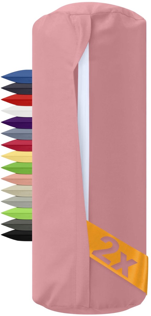 Dailygoods - Set van 2 Overtrekken voor Nekrollen - 40x15 cm Katoen Oudroze