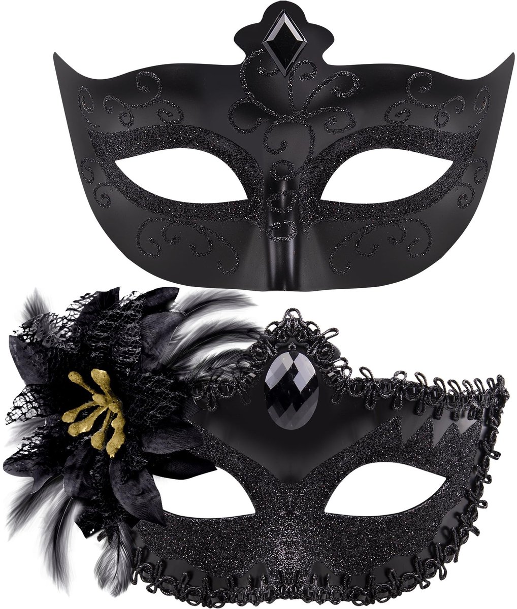 Dailygoods - Venetiaans Masker Set voor Dames en Heren - 2 Stuks voor Feestjes