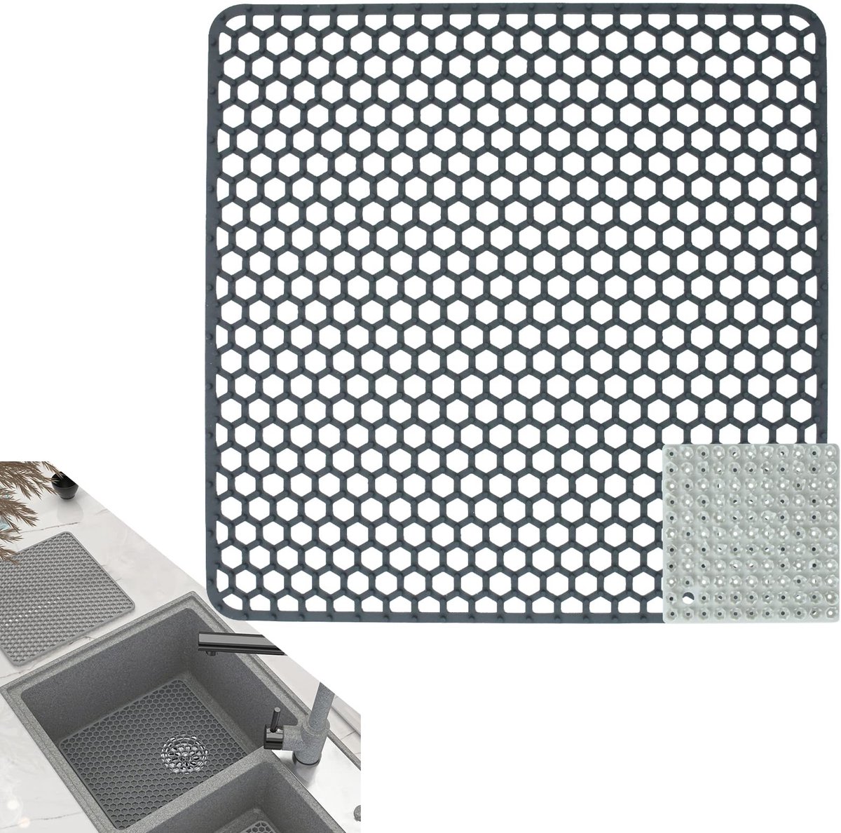 Dailygoods - Grote Siliconen Gootsteenmat 34,5 x 34,5 cm - Antislip en Opvouwbaar
