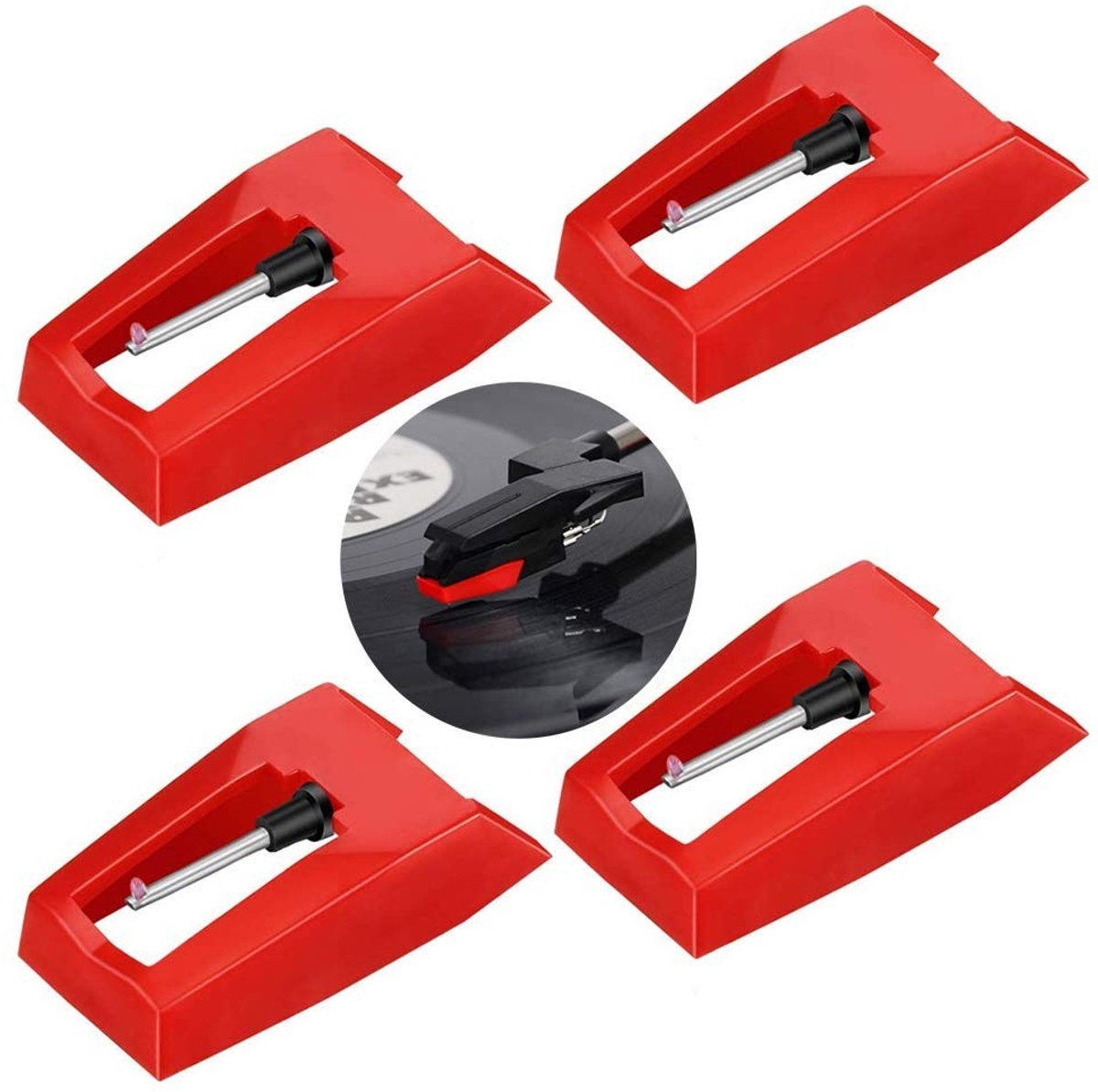 Dailygoods - Platenspeler Stylus Diamant Naald 4-Pack Vervangingen voor Vinyl