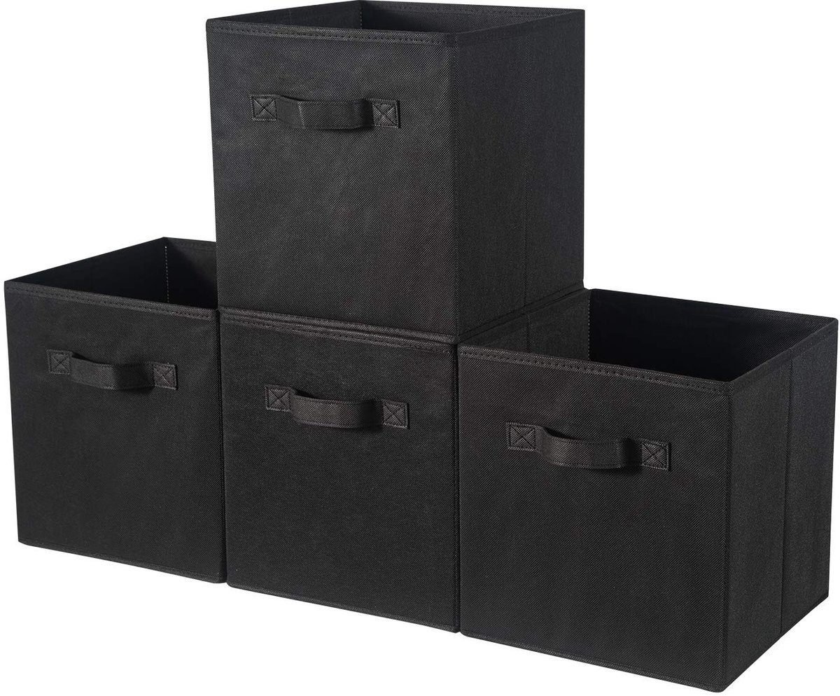 Dailygoods - Opbergdoos Set van 4 - Stijlvolle Organizer Mand met Handgrepen in Zwart