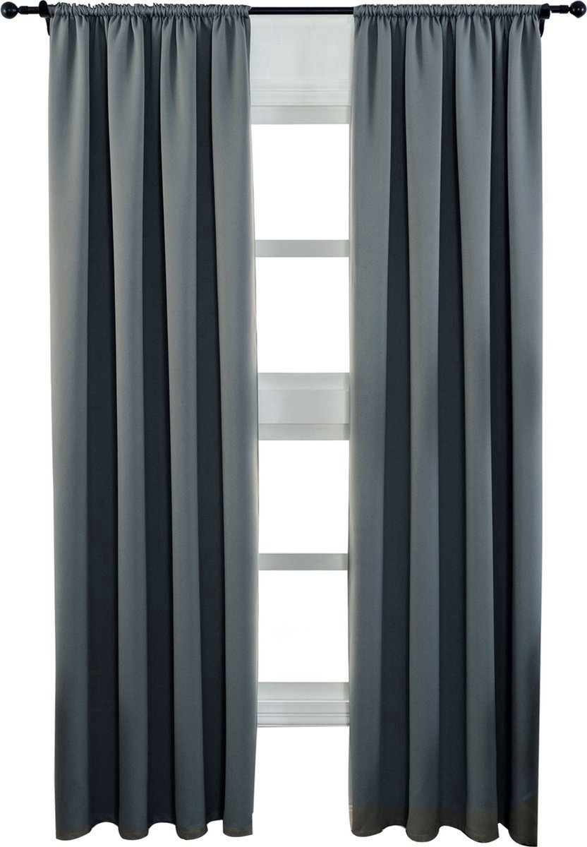 Gordijnenset 135x225 cm Donkergrijs - Verduisterend, Fluweel en 2 Stuks - Voor Woonkamer, Slaapkamer en Privacy