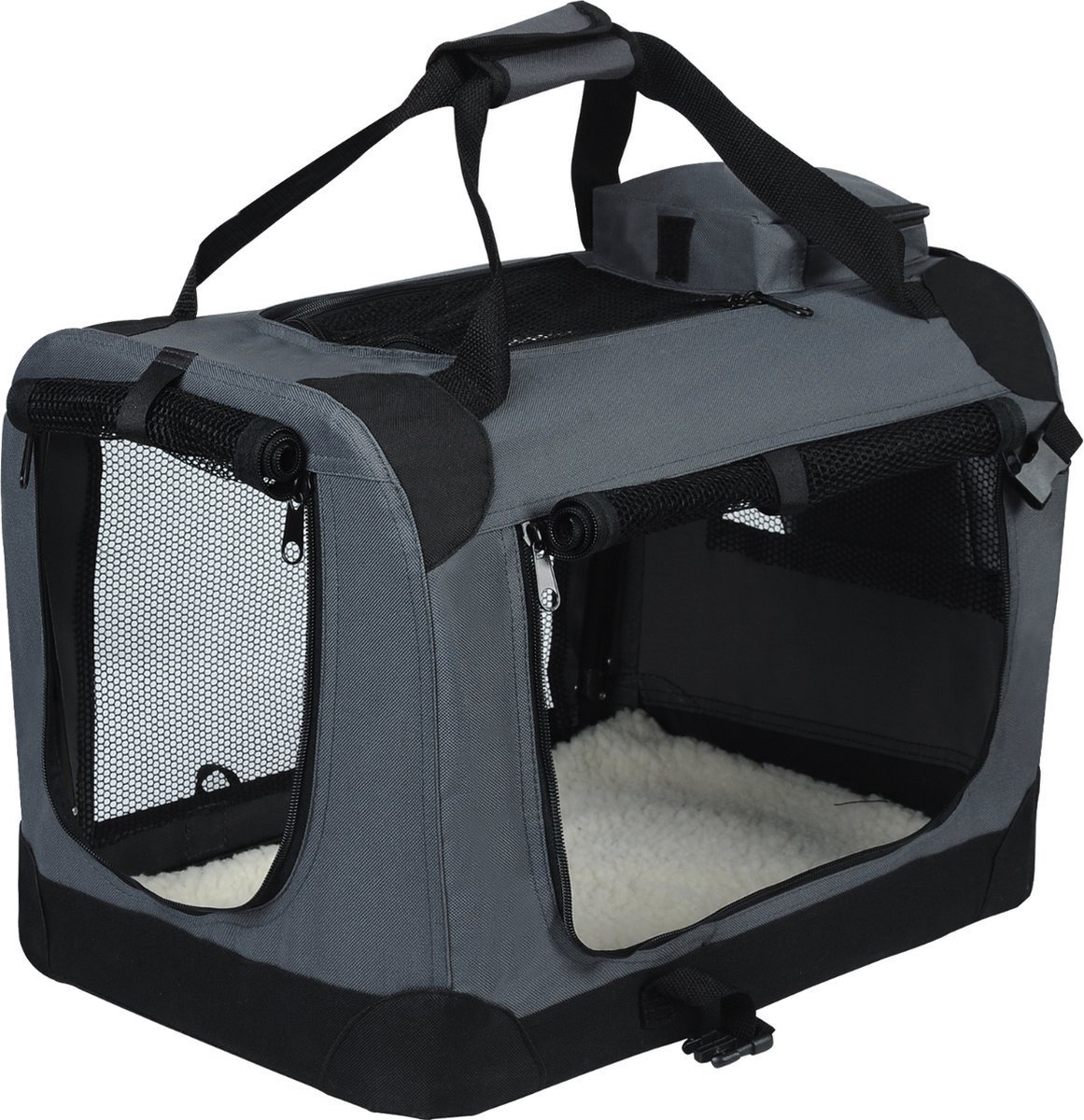 Hondenbench 60x42x42cm Grijs - Opvouwbaar - Geschikt voor Auto, Thuisgebruik, Huisdieren en Binnen